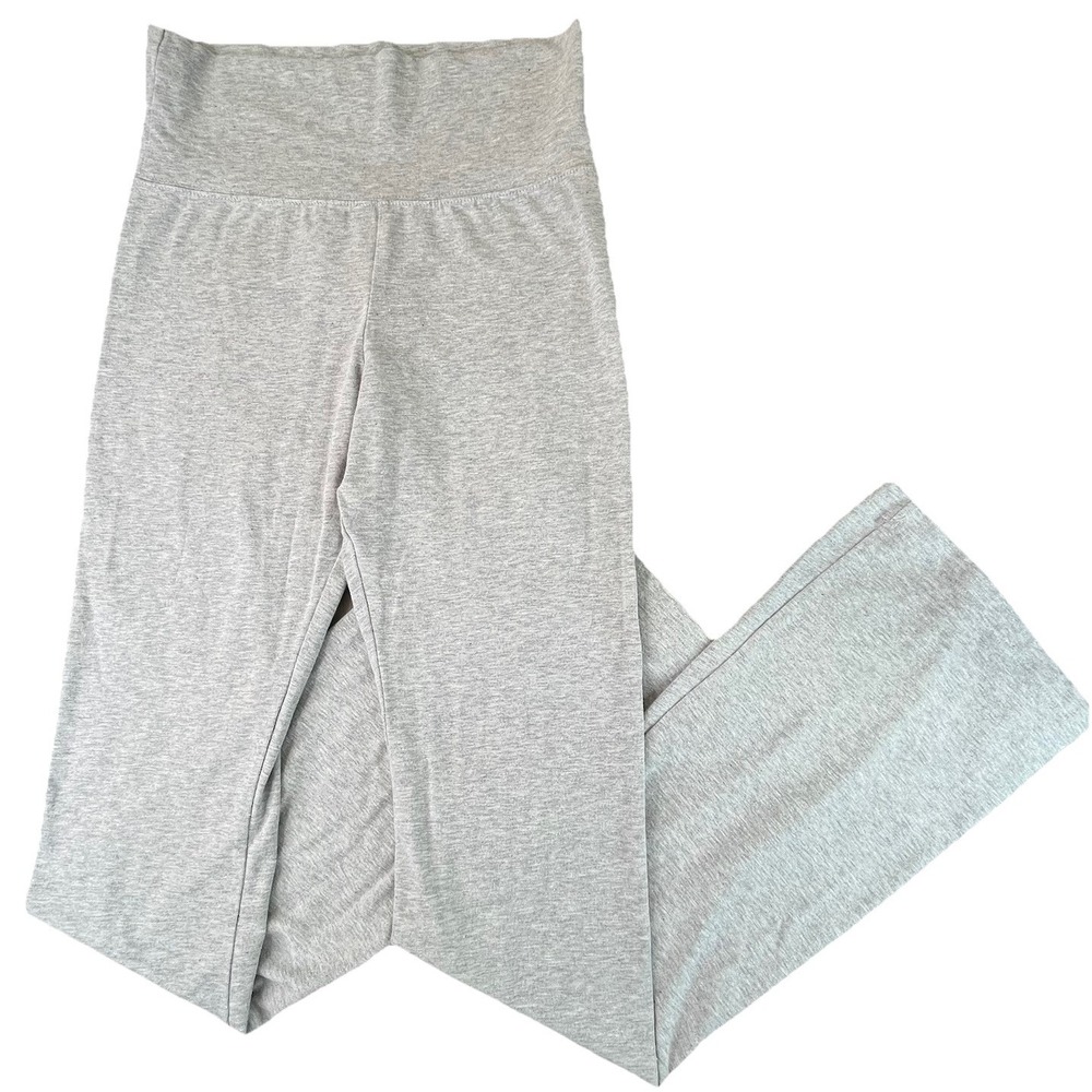 Brandy Melville Foldover Flare Pants Gray Yoga Lounge Y2K Soft Cotton Long